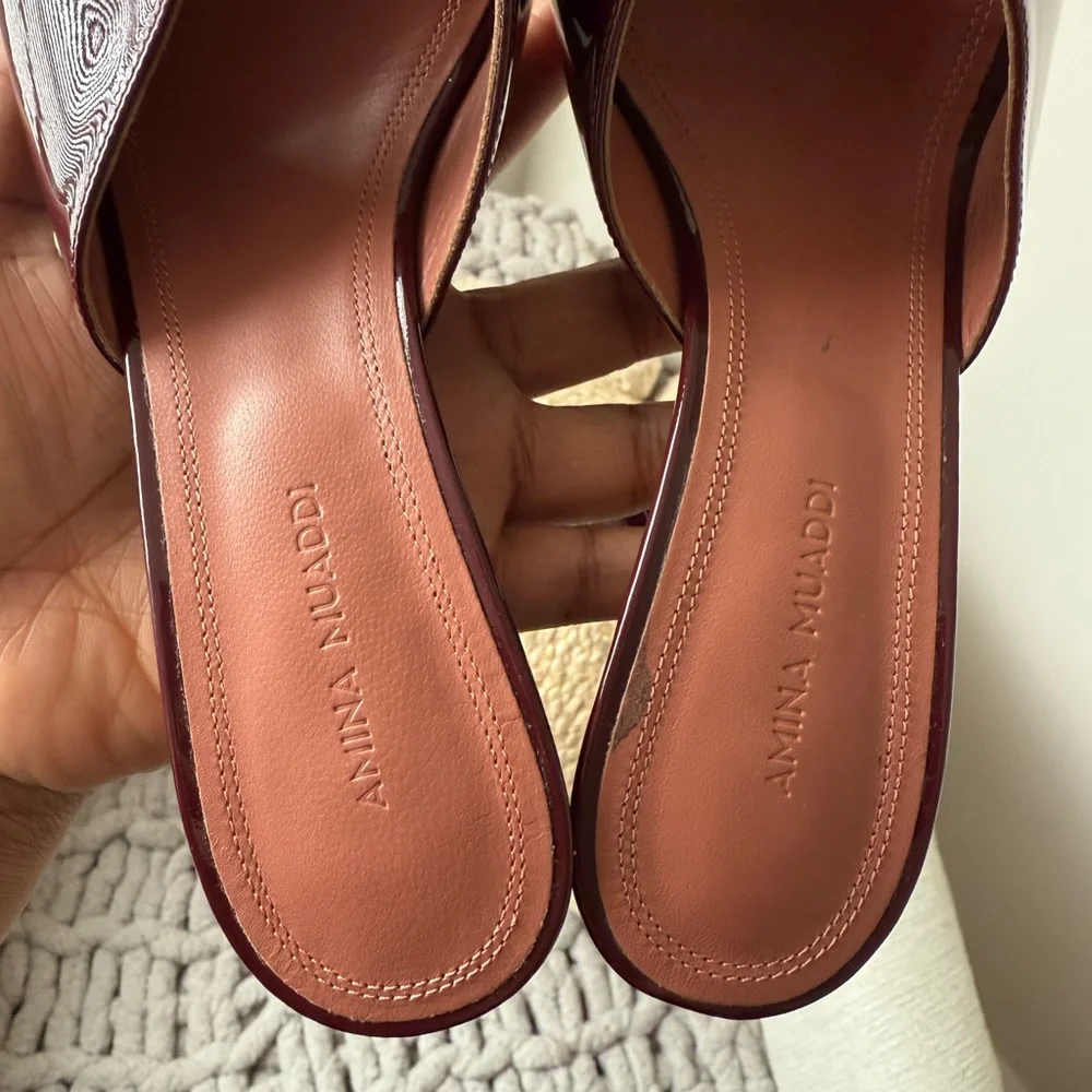 Amina Muaddi Burgundy Heels - Picture 8 of 12
